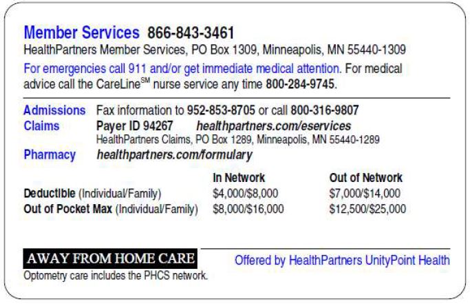 HealthPartners ID Card Back 4